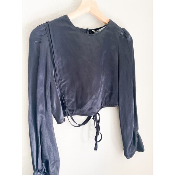 Zara Ballon Sleeve Satin Effect Top - Picture 6 of 7